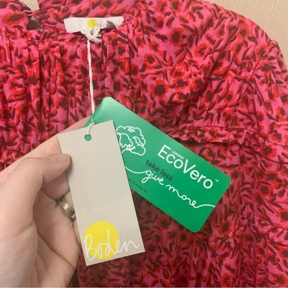 Boden Yoke Detail Jersey Mini Dress in Pink and Red Size 10 NWT New - Picture 13 of 16